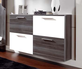 Isy Shoe Cabinet in Charcoal and White