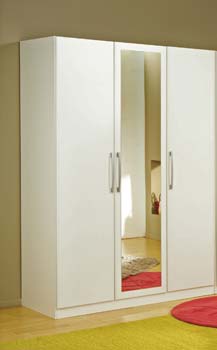 Furniture123 Jade 3 Door Mirrored Wardrobe in White
