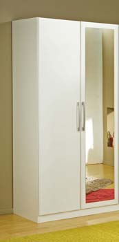Jay 2 Door Mirrored Wardrobe in White