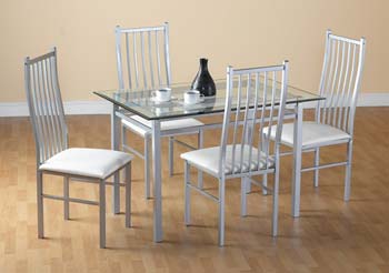 Furniture123 Jessamyn Rectangular Dining Set with Glass Top