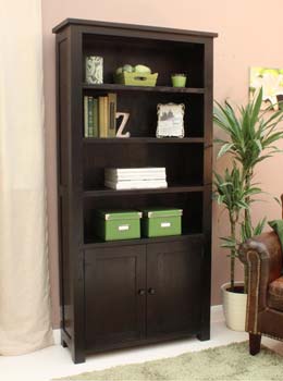Furniture123 Kahla Solid Ash 4 Shelf 2 Door Bookcase