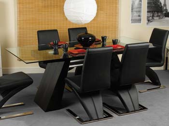 Furniture123 Kanzi Rectangular Dining Table with Glass Top