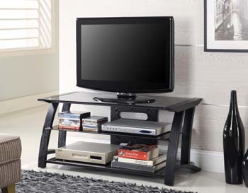 Furniture123 Kelly Black Glass TV Unit in Black Ash KL202