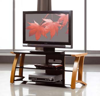 Kelly Black Glass TV Unit in Oak KL202 - FREE