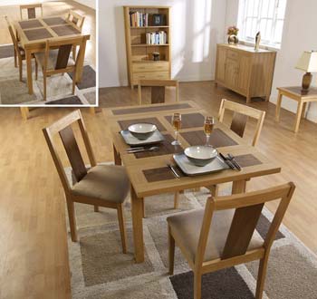 Furniture123 Kinford Oak and Walnut Extending Dining Set -