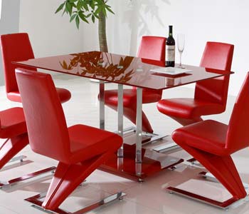 Furniture123 Kiwano Red Glass Rectangular Dining Table