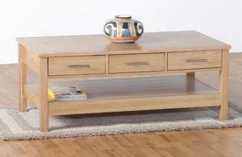 Furniture123 Laila Oak 3 Drawer Coffee Table - FREE NEXT DAY