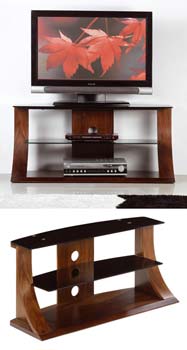 Furniture123 Langdon Black Glass TV Unit in Walnut LD201 -