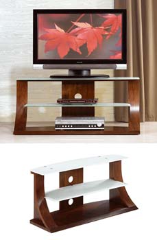 Furniture123 Langdon White Glass TV Unit in Walnut LD201 -
