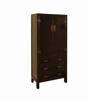 Ling Black Lacquered 2 Door 4 Drawer Wardrobe