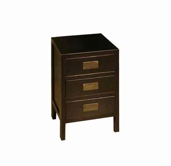 Furniture123 Ling Black Lacquered 3 Drawer Bedside Chest