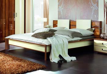 Furniture123 Linus Bed in Cream With Headboard Pads