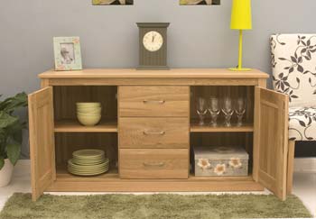 Furniture123 Maban Solid Oak 2 Door 3 Drawer Sideboard