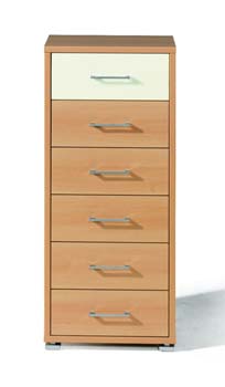 Furniture123 Mack 6 Drawer Chest in Maple and White