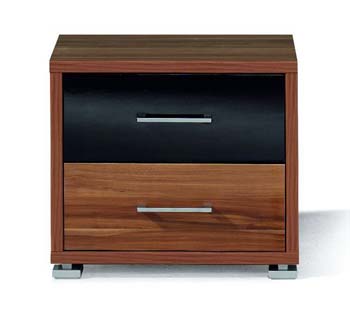 Furniture123 Mack Bedside Chest in Walnut and Black