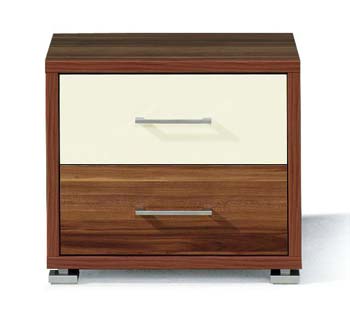 Mack Bedside Chest in Walnut and White