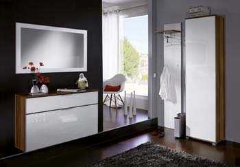 Furniture123 Madrid Hallway Furniture Set 1 in Walnut and White