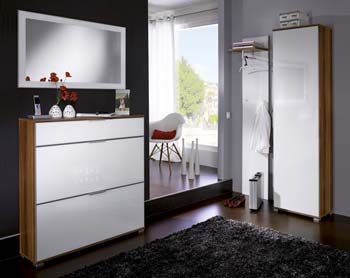 Furniture123 Madrid Hallway Furniture Set 3 in Walnut and White