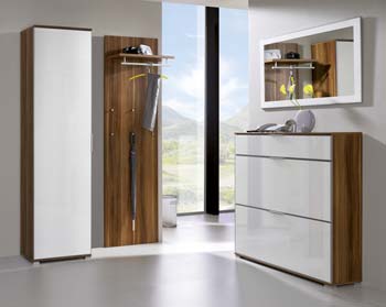 Furniture123 Madrid Hallway Furniture Set 4 in Walnut and White