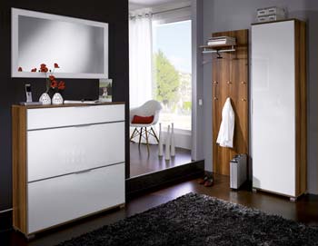 Furniture123 Madrid Hallway Furniture Set 5 in Walnut and White