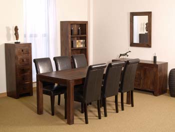 Furniture123 Malaya Mango Dining Set with Leather Chairs -