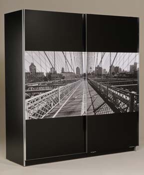 Furniture123 Manhattan Sliding 3 Door Wardrobe in Black