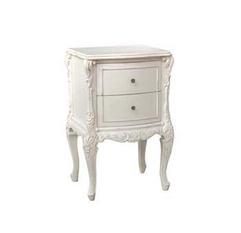 Furniture123 Manoir White Wide 2 Drawer Bedside Table - FREE