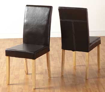 Maria Oak Dining Chair in Brown (pair) - FREE