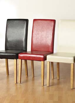 Maria Oak Dining Chair in Red (pair)