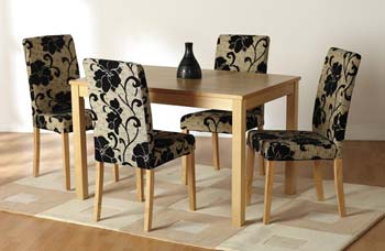 Furniture123 Maria Oak Dining Set in Bouquet Fabric