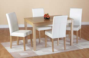 Furniture123 Maria Oak Dining Set in Cream - FREE NEXT DAY