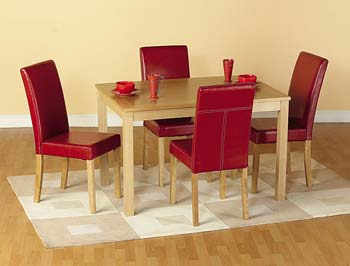 Furniture123 Maria Oak Dining Set in Red