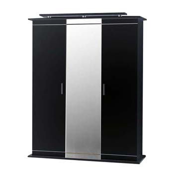 Furniture123 Marina Black 3 Door Mirrored Wardrobe