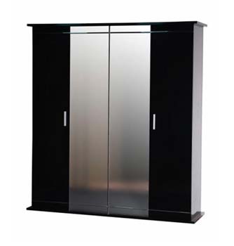 Furniture123 Marina Black 4 Door Mirrored Wardrobe