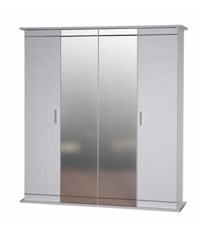 Furniture123 Marina High Gloss White 4 Door Mirrored Wardrobe