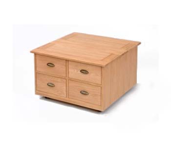 Maryland Light Oak Storage Coffee Table - WHILE