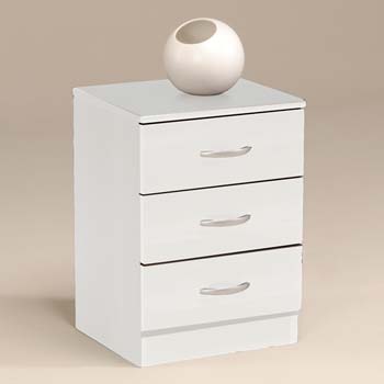 Matty 3 Drawer Bedside Cabinet in White -