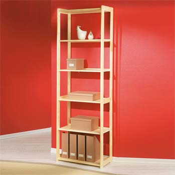 Meghan Solid Pine 6 Shelf Bookcase