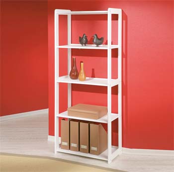 Furniture123 Meghan Solid White Pine 5 Shelf Bookcase