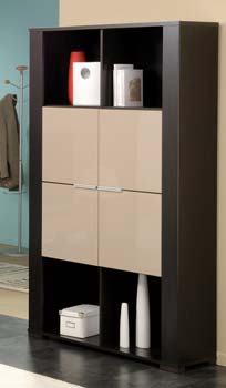 Furniture123 Mera Bookcase in Wenge with Cappuccino Lacquer