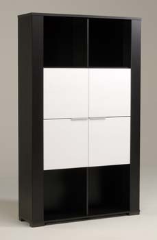 Furniture123 Mera Bookcase in Wenge with White Lacquer Doors