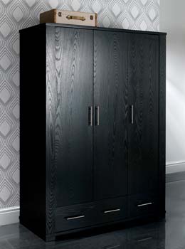 Furniture123 Metric 3 Door Wardrobe in Black - FREE NEXT DAY