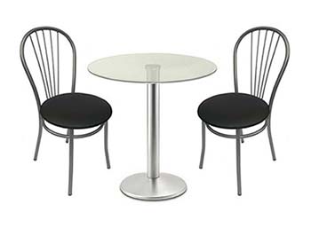 Milan Satin and Glass Dining Set with 4 Chairs