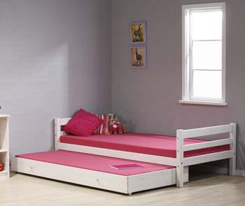 Furniture123 Minnie Solid Pine White Trundle Guest Bed
