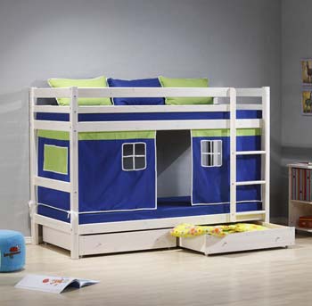 Furniture123 Minnie White Storage Bunk Bed with Blue Tent