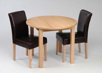 Mollestad Ash Round Dining Set with 2 Chairs