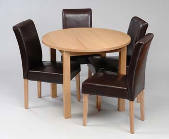 Mollestad Ash Round Dining Set with 4 Chairs