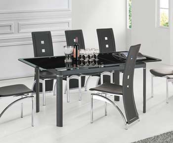 Furniture123 Morinda Black Glass Extending Dining Table