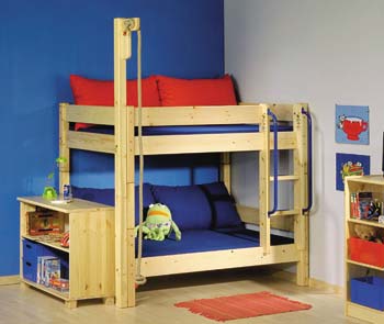 Furniture123 Morty Natural 5 - Bunk Bed with Rope Swing -