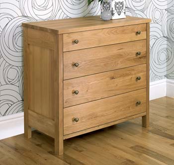 Furniture123 Newhampton Light Oak 4 Drawer Chest - WHILE